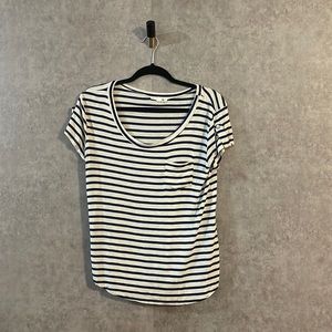 It Girl Strip Cream and Navy Womens Pocket Top